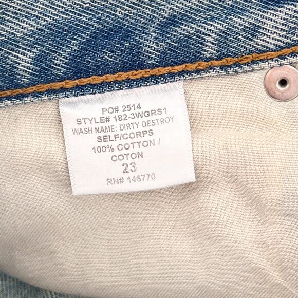 RE/DONE Grunge Destroyed Straight Jeans Women’s Size 23 Dirty Destroy Distressed - Picture 5 of 7